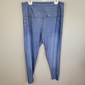 Dren Designs Faux Denim Polyester Spandex Ankle Leggings Extended Plus Size‎